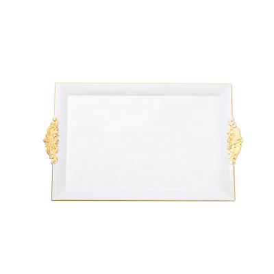 China Round White Plastic Square Plates Dinner Plates Rack Tableware Plated Collars for sale