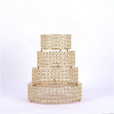 China European Hot Crystal Gold Cake Stands Wedding Dessert Stand Wedding Cake Stand for sale