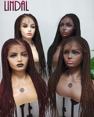 China Other Seller High Quality Braided Wigs Glueless Futura Synthetic LINDAL Braided Wig Handmade Braided Lace Wig For Women for sale