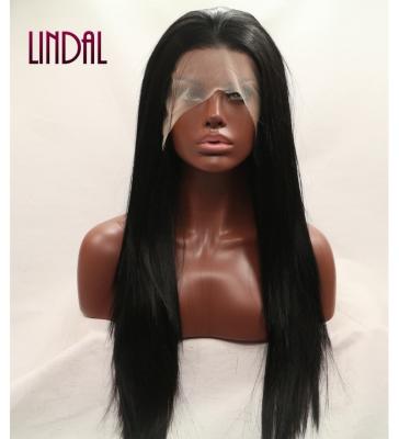 China LINDAL Swiss Synthetic Lace Wigs Long And Short Black Straight Synthetic Hair Wigs Heat Resistant Synthetic Hair 13x3 Lace Front Wigs for sale