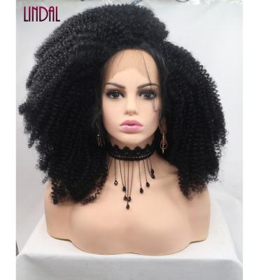 China Other LINDAL Short Afro Curly Synthetic Wigs Wholesale Synthetic Lace Front Wigs Black Kinky Curly Synthetic Wigs for sale