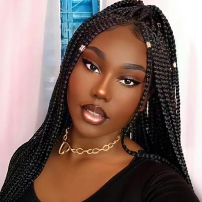 China LINDAL Braided 36 Inches Full Lace Front Knotless Box Braided Wigs With Baby Hair Long Synthetic Superb Braids Wig For Black Women for sale