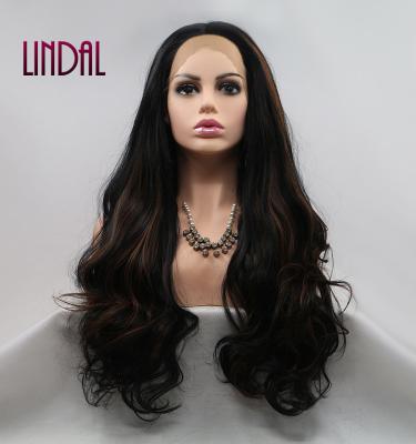 China Other LINDAL Wigs Water Wave Long 13x3 Lace Front Synthetic Black Lace Front Deep Wave Hair Wig For Black Women for sale