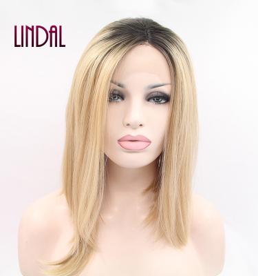 China Other High Quality Synthetic Lead Wigs 13X3 Lace Front Wigs LINDAL Curly Cut Lace Frontal Heat Resistant Synthetic Lead Wig Color for sale