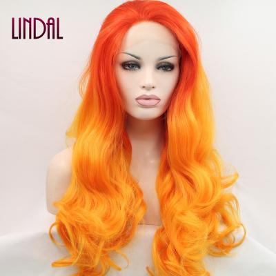 China Other LINDAL Hair Wigs For Ladies Long Light Color Loose Deep Wave Synthetic Straight Lace Front Wigs for sale