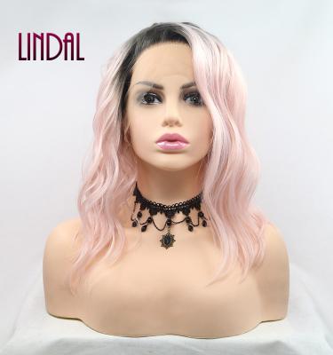 China Other LINDAL Synthetic Wigs Dangle Kinky Curly Wigs Long Synthetic Ombre Pink Curly Wig for sale