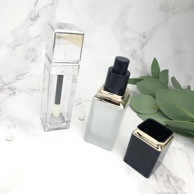 China Luxury 30ml Skin Care Pump Sprayer Airless Glass Pump Bottle Square Glass Bottles For Cosmetics for sale