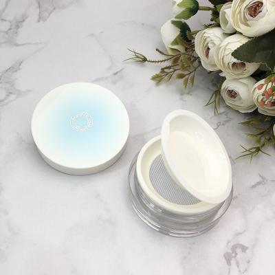 China Nice Pattern Recyclable Round Loose Powder Case Custom Makeup Powder Box Packaging Empty Loose Powder Jar With Sifter for sale