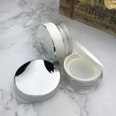 China Recyclable Shiny Sliver Loose Powder Packaging Container With Sponge Face Loose Transparent Powder Luxury Loose Pot for sale