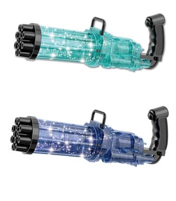 China Automatic PP Bubble Gun Kids Outdoor Toy 2 In 1 12 Hole Electric Gatling Bubble Gun Toy Set for sale