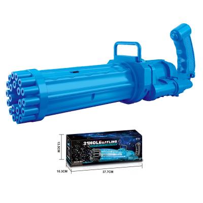 China PP Updated Big Bubble Machine Child Version Outdoor Activity To Play 21 Hole Solid Color Electric Gatling Bubble Gun for sale