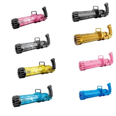 China 2021 Electric Gatling Bubble Gun 21 Holes Transparent Blower Bubble Machine PP Tik Tok Hot Sale Big for sale