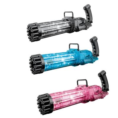 China PP KB Gatling Blower Bubble Machine Transparent 21 Holes Electric Gatling Bubble Gun Large for sale