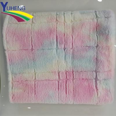 China Fashion Anti-Static Tie-Dye Colorful 100% Polyester Faux Rabbit Fur PV Plush Fabric for sale