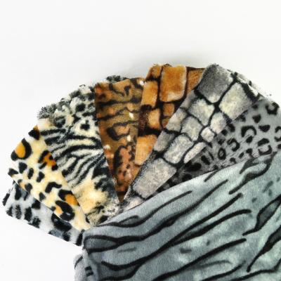 China Plain Animal Printing Fur Plush Fabric/PV Plush With Animal Print for sale