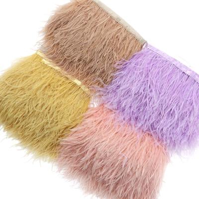 China Wholesale High Quality Artificial Feather Feather Trims 55colors Soft 15-18CM And Fluffy Ostrich Feather Fringe Trim Fabric For Party Dress for sale