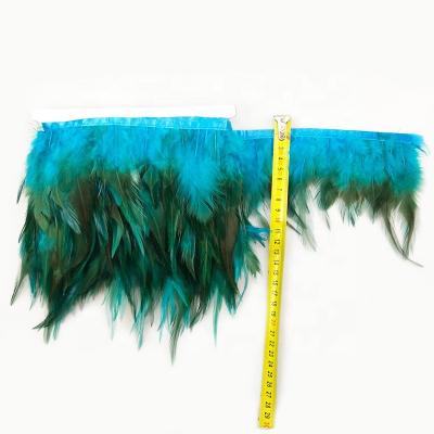 China Garment Accessories and Trims 4-6 Inch (10-15 cm) Multicolor Dyed Chicken Gradient Two Color Feathers Trims Fringe with Sewing Crafts Costume Decoration for sale