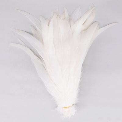 China Wholesale High Quality Natural White Decoration 12-14 Inch (30-35 cm) Chicken Rooster Bleached Tail Feather Artificial White Feather for sale