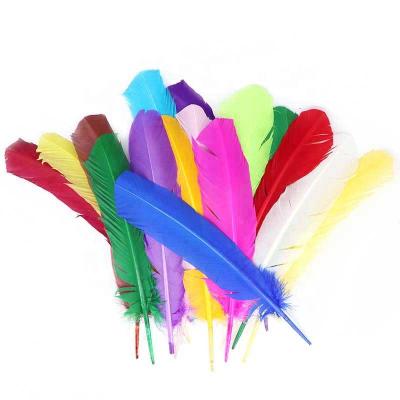 China Wholesale Best Selling Chinese Jewelry Manufacturer DIY 10-12 Inch (25-30 cm) Top Feather Dyed Multicolor Turkey Wing Feathers For Decoration for sale