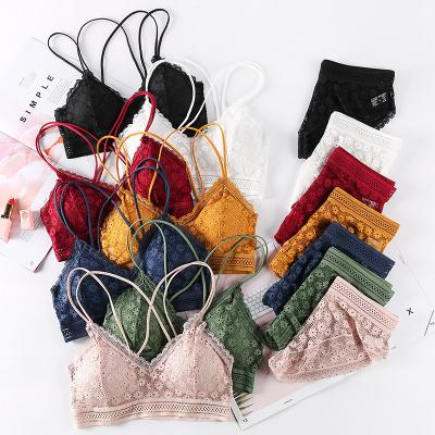 China QUICK DRY women's bra sets with fixed cross straps are soft liner hot sellers terry translucent yarn free panties bra and brief sets for sale