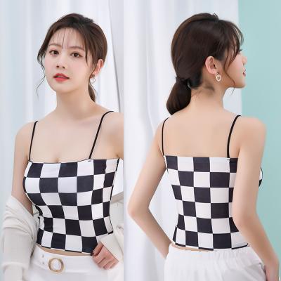 China Square QUICK DRY pattern long terry padding bra fashion halter printed breathable cool vest for sale