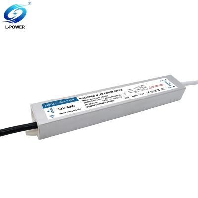 China Aluminium High Quality 12V 60W 5A IP67 Waterproof Led Strip Light Power Supply for sale