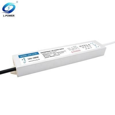 China Aluminium OEM/ODM DC 12V 8.33A IP67 Waterproof 100w Led Power Supply For LED Strip Light for sale