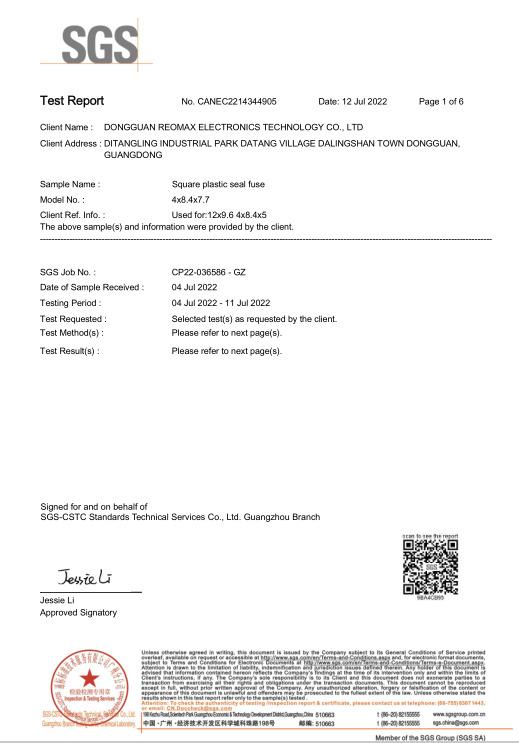 RoHS - Dongguan Reomax Electronics Technology Co., Ltd.