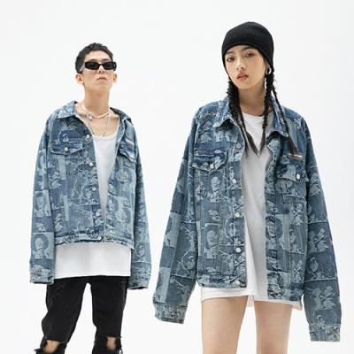 China QUICK DRY Factory Wholesale Cowboy Fashion Casual Blue Oversized Varsity Jean Denim Jacket Coat for sale