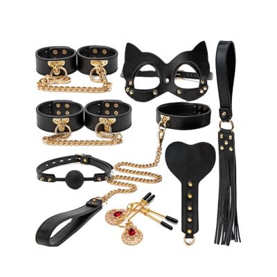 China 8 Kits/set Showme 10 Popular SM Bondage Bondage Set Toys Slave Set Leather Binding Restraint Set Toy for sale