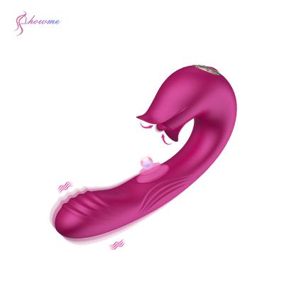 China Stimulate Sucking Sucking Patting Showme 10 Modes Hot Sale Tongue Lick Clit Massage G Spot Throbbing Clitoris Stimulate Pink Sucking Vibrators For Women for sale