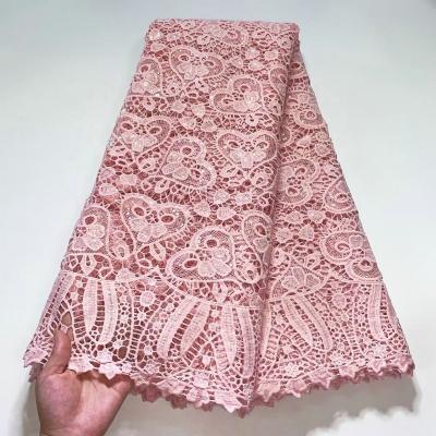 China Other African Beautifical Pale Roses Cord Lace Fabric Cotton Lace Fabric Wholesale Guipure Guipure Lace Fabric for sale