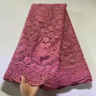 China Other Latest Designs Lace Sequins French Net Embroidery Materials African Tulle Lace Fabric for sale