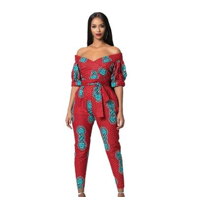 China Polyester/Spandex Jumpsuit QUICK DRY Casual Special Printed One Piece Rompers With Belt for sale