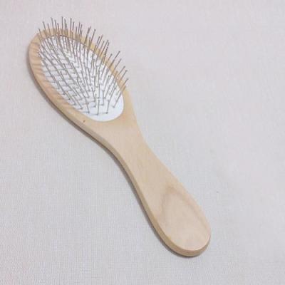 China Bamboo Handle Massage Hair Brush Metal Pins With White Air Cushion for sale