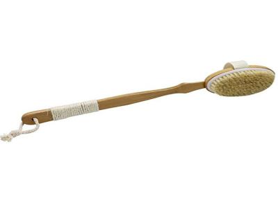 China Natural Boar Bristle Bamboo Body Brush With Detachable Hand Grip Handle for sale