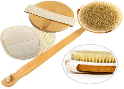 China Detachable Exfoliating Body Natural Bristle Scrub Brush Durable Eco Friendly for sale