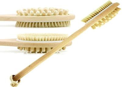 China Long Handheld Natural Bristle Brush For Skin Brushing , 15 X 3.2 X 2.4 Inches for sale