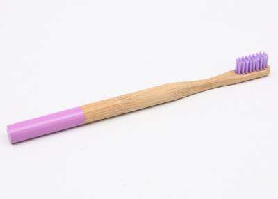 China Healthy Soft Plain Bamboo Bristle Toothbrush Round Handle , Light Purple Colour for sale