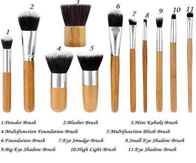 China 11 Pieces Bamboo Makeup Brushes With Handle , Ecotools Foundation Brush for sale