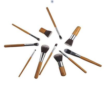 China Professional Natural Bamboo Makeup Brushes 11 Pieces For Woman , FCS Standard for sale