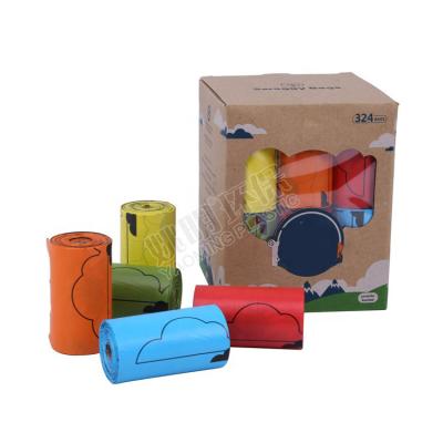 China Durable Multicolor Flat HDPE Roll Dog Poop Bags for sale