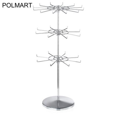 China Super Mall Polmart Heavy Duty Adjustable Three Tier Worktop Spinner Display Stand for sale