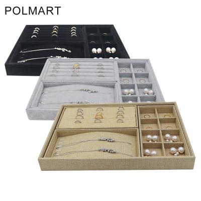 China Hot Selling Morden Jewelry Organizer Service Trays Ring Collected Jewelry Display Tray Velvet Trays for sale