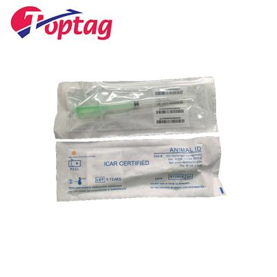 China Pet or Animal ID and Tracking for Farm 134.2khz RFID Tag Glass Chip with Syringe Injector for Animal ID Certified for sale