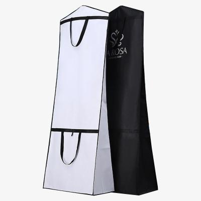 China Custom Large White Logo Reusable Fishtail Non Woven Storage Dresses Cover Zipper Garment Bag for sale