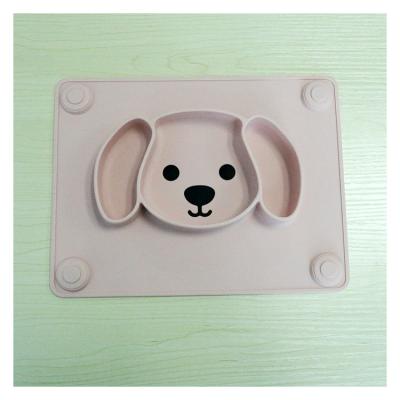 China Food Grade Baby Silicon Place Mat Antibacterial Suction PlateDishes For Lovely Kids Dog Shape Children's Dish for sale