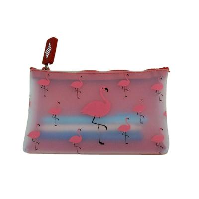 China Custom Large Size Pencil Case Flamingo Design Pencil Bag Creative Silicone Organizer Storage Pouch Lovely Silicone Bag for sale