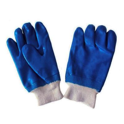 China Good Abrasion Waterproof Blue Construction Property Construction Soft PVC Coated PVC Dipped Safety Work Gloves for sale