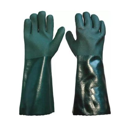 China Soft Construction 40cm Long Sleeve Cashmere Cotton Oil Water Resistant PVC Frosted Sandy Palm Finished PVC Dipped Coated Safety Work Gloves for sale